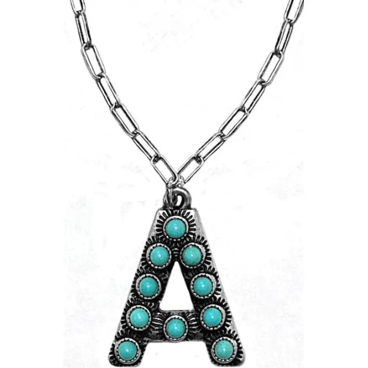 Western Gemstone Monogram Pendant Necklace - LECCE