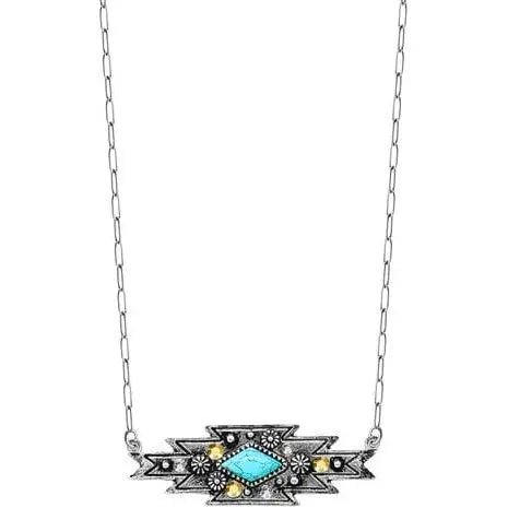 Western Gemstone Rhinestone Aztec Bar Necklace - LECCE