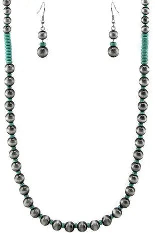 Western Knot Tq Navajo Pearl Gemstone Necklace Set - LECCE