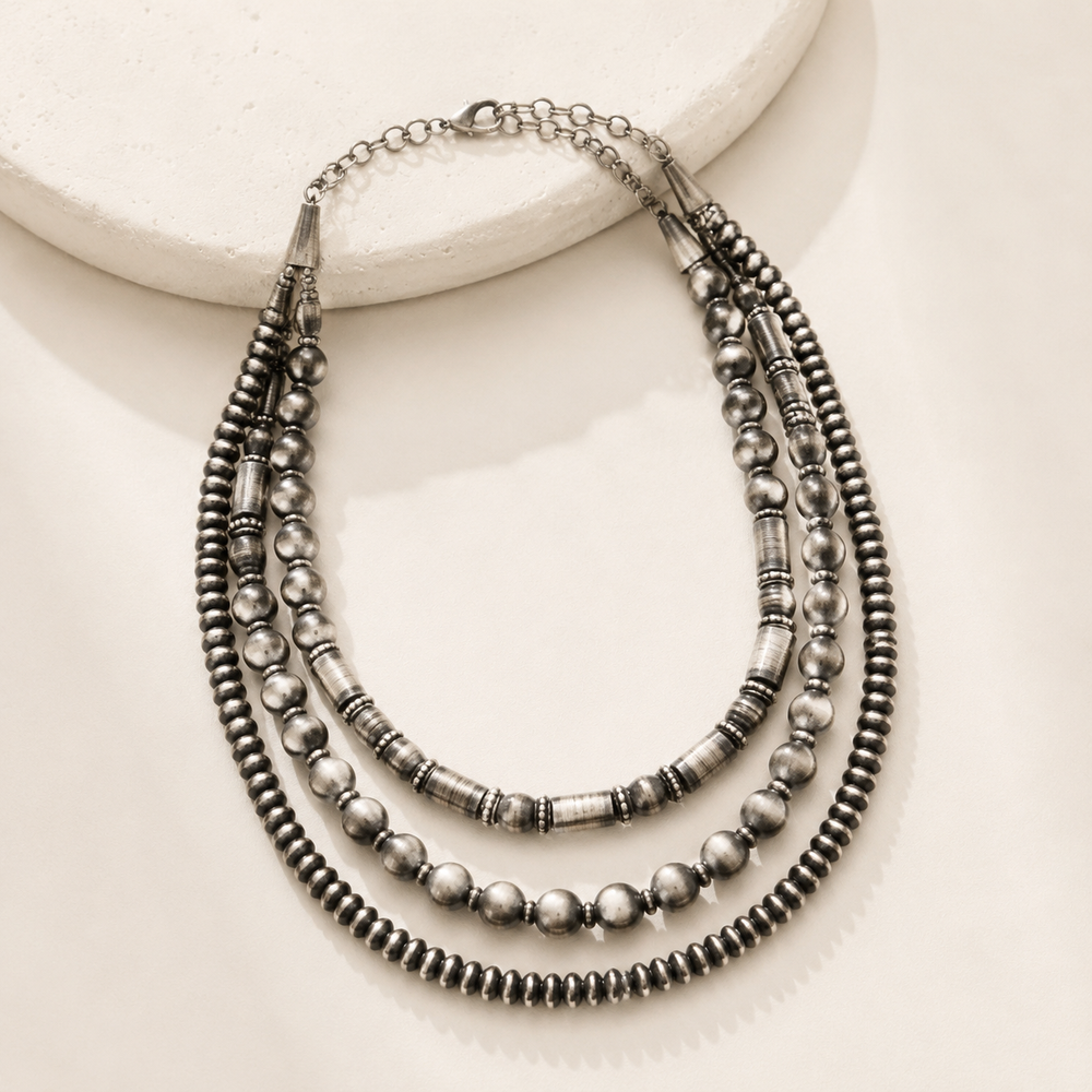 western layered navajo pearl necklace