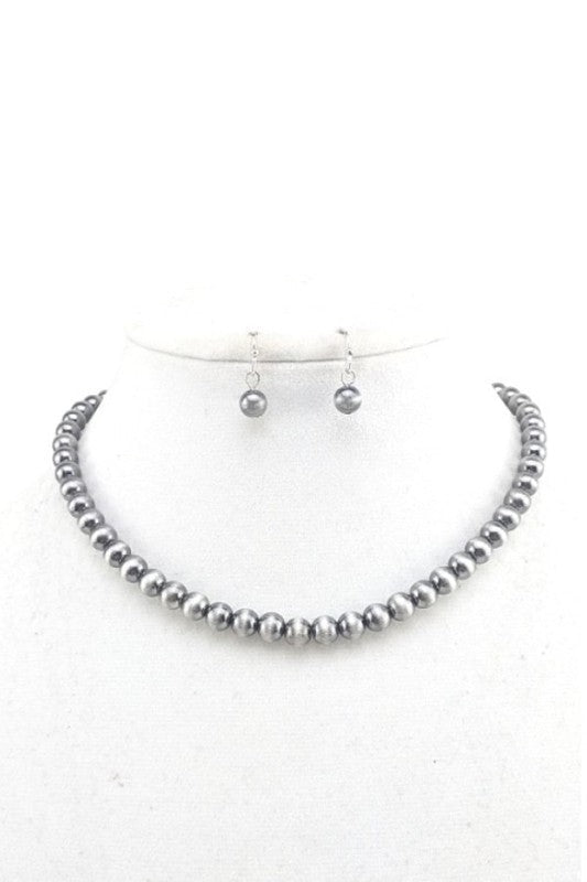 Western Metallic Navajo Pearl Chocker Necklace Set