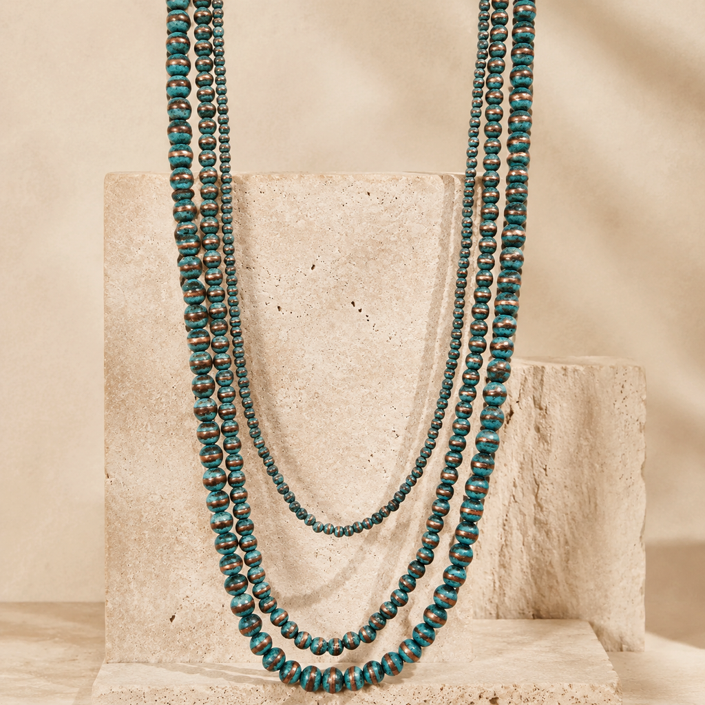 Western Multi Stand Navajo Pearl Long Necklace