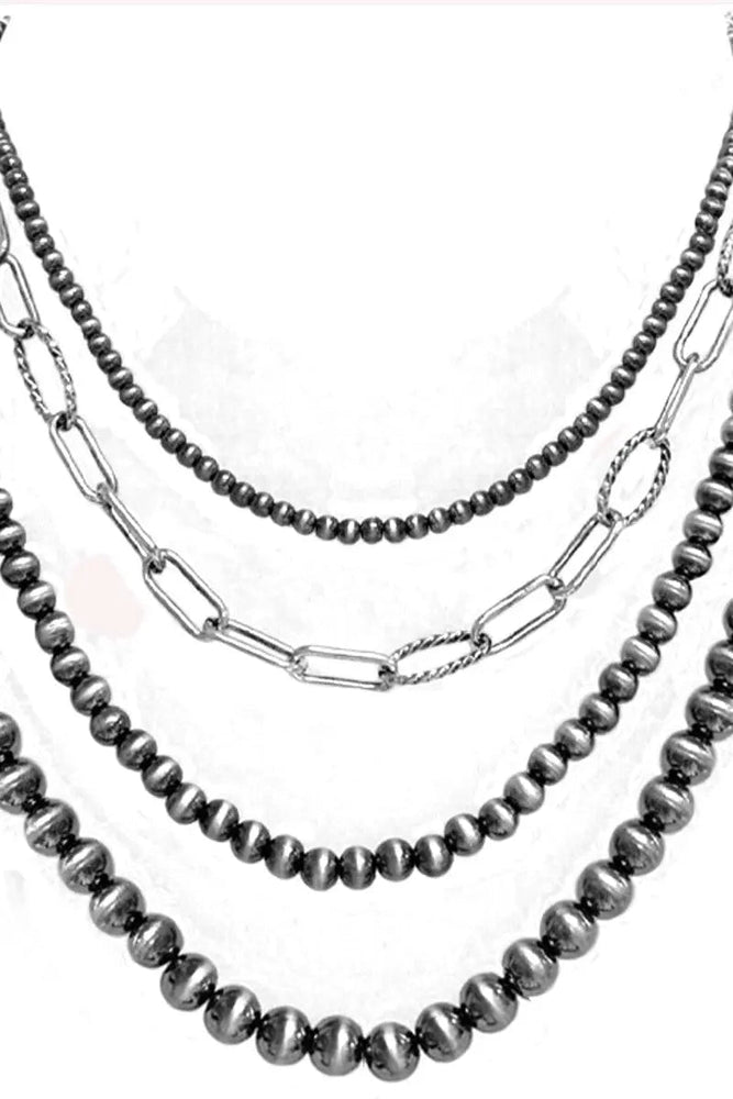 Western Navajo Pearl Clip Chain Necklace - LECCE