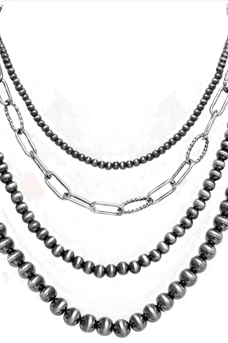 Western Navajo Pearl Clip Chain Necklace
