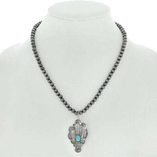 Western Navajo Pearl Necklace Stamped Pendant - LECCE