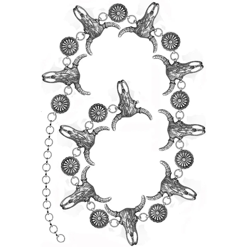 Western Oncho Flower Steerhead Chain Belt - LECCE