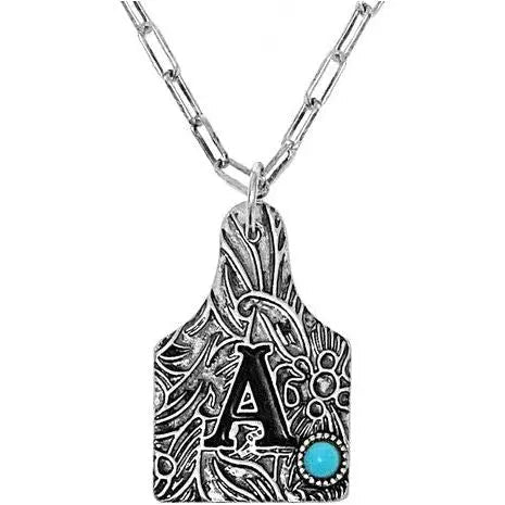 Western Paisley Gemstone Monogram Pendant Necklace - LECCE
