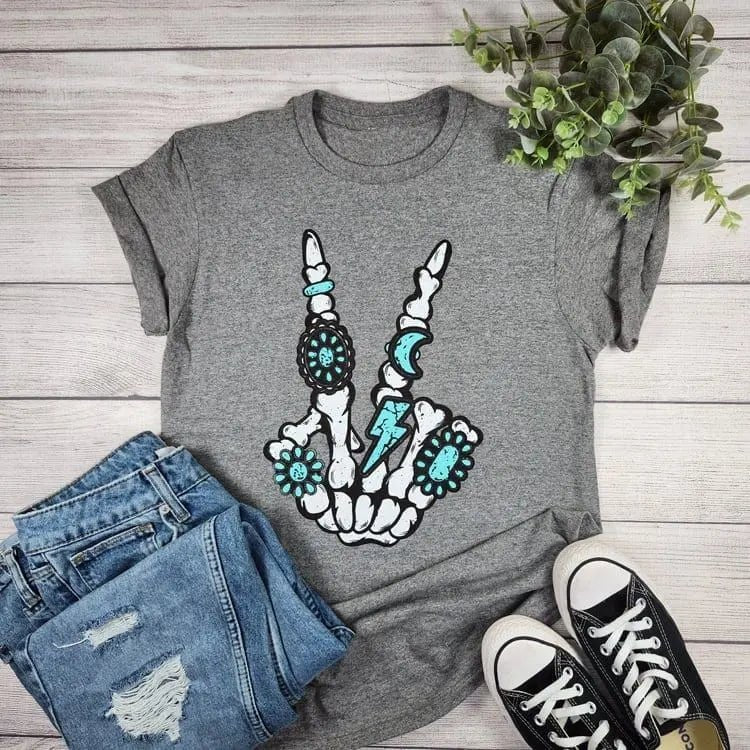 Western Skeleton Victory Sign Tee - LECCE