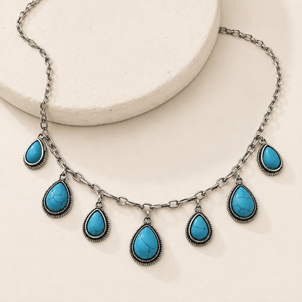 Western Teardrop Charm Necklace