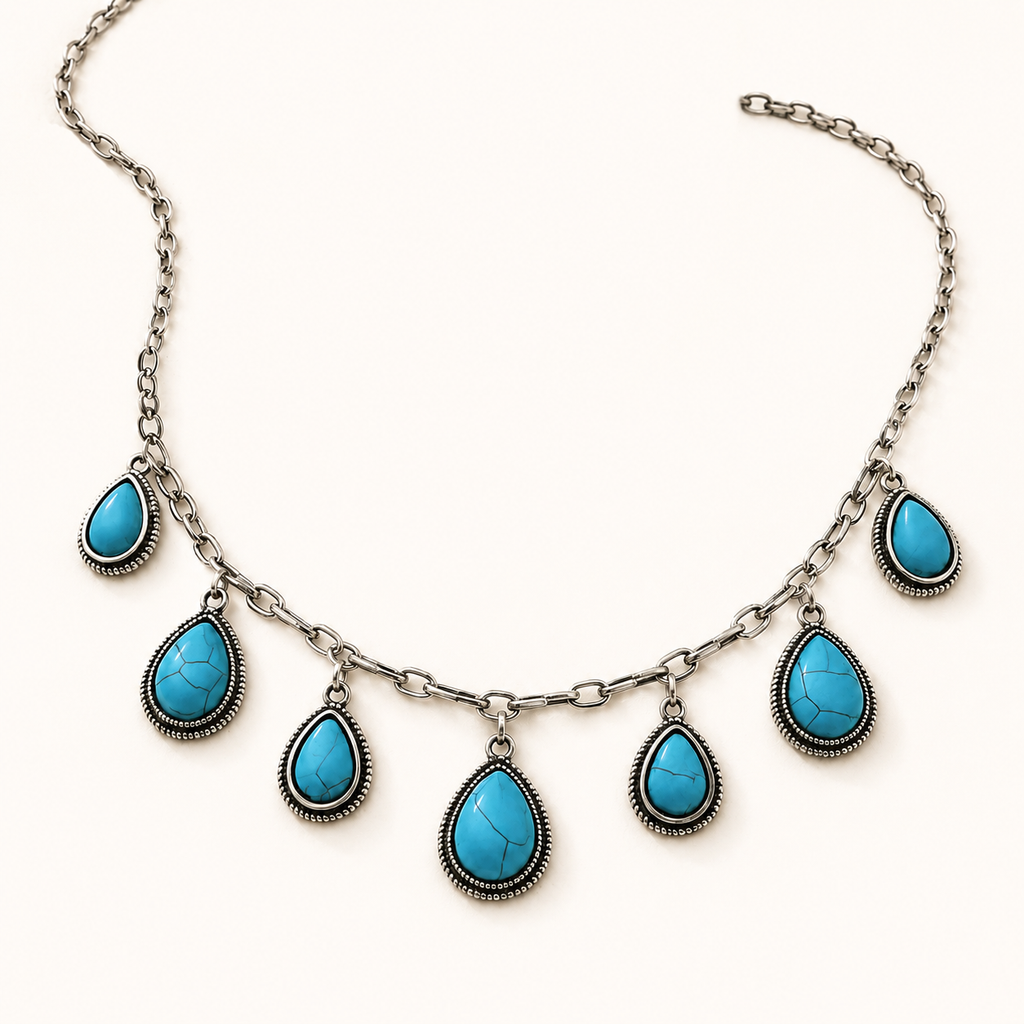 Western Teardrop Charm Necklace