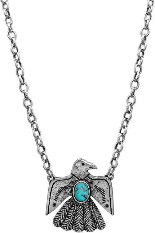 Western Textured Thunderbird Gemstone Necklace - LECCE