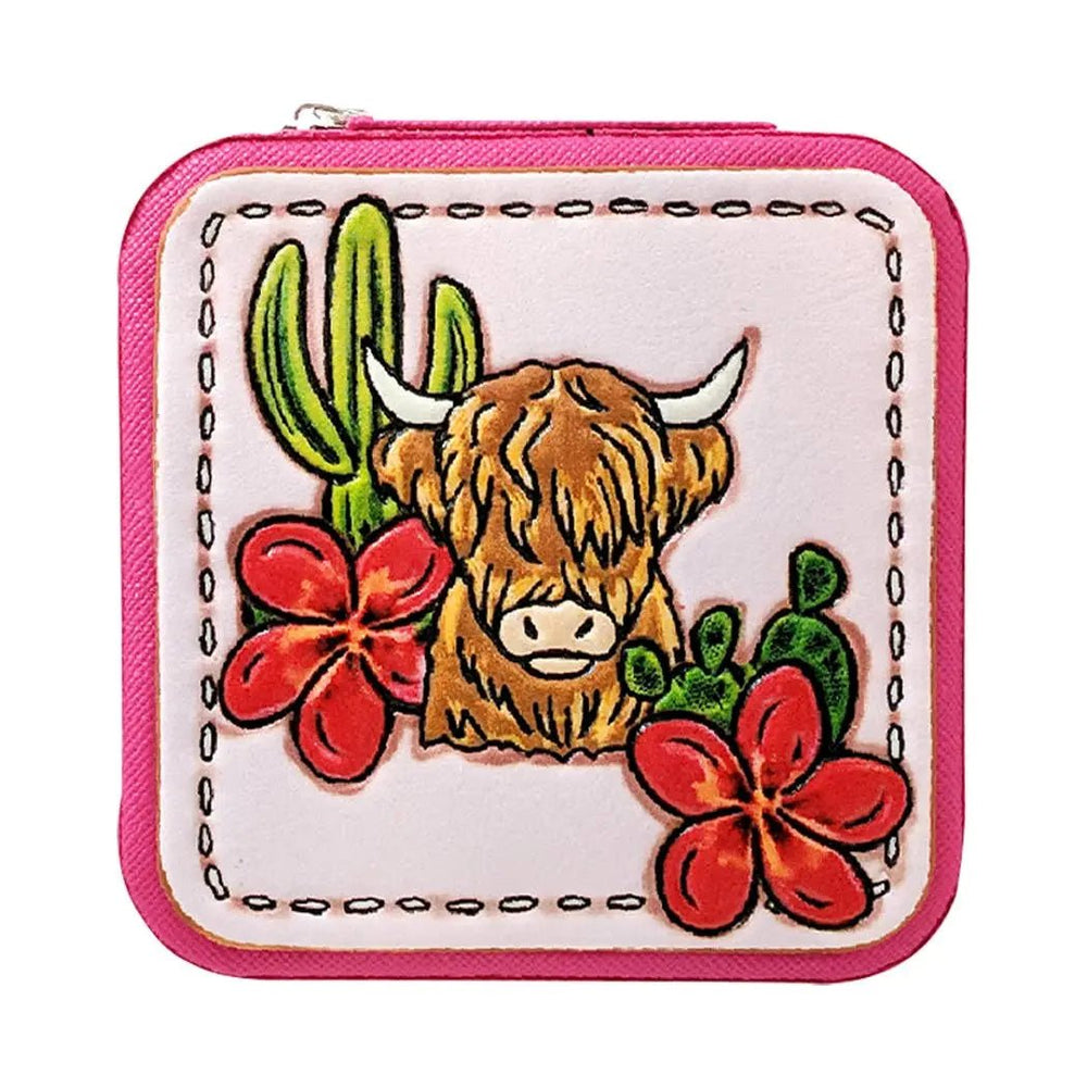 Western Theme Printed Squared Leather Jewelry Box - LECCE