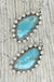 Western Turquoise Ab Rhinestone Slab Earrings - LECCE