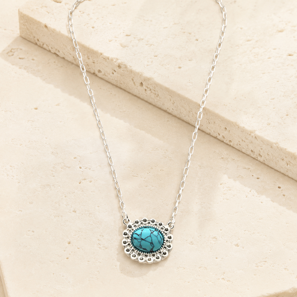 Western Turquoise Oval Necklace