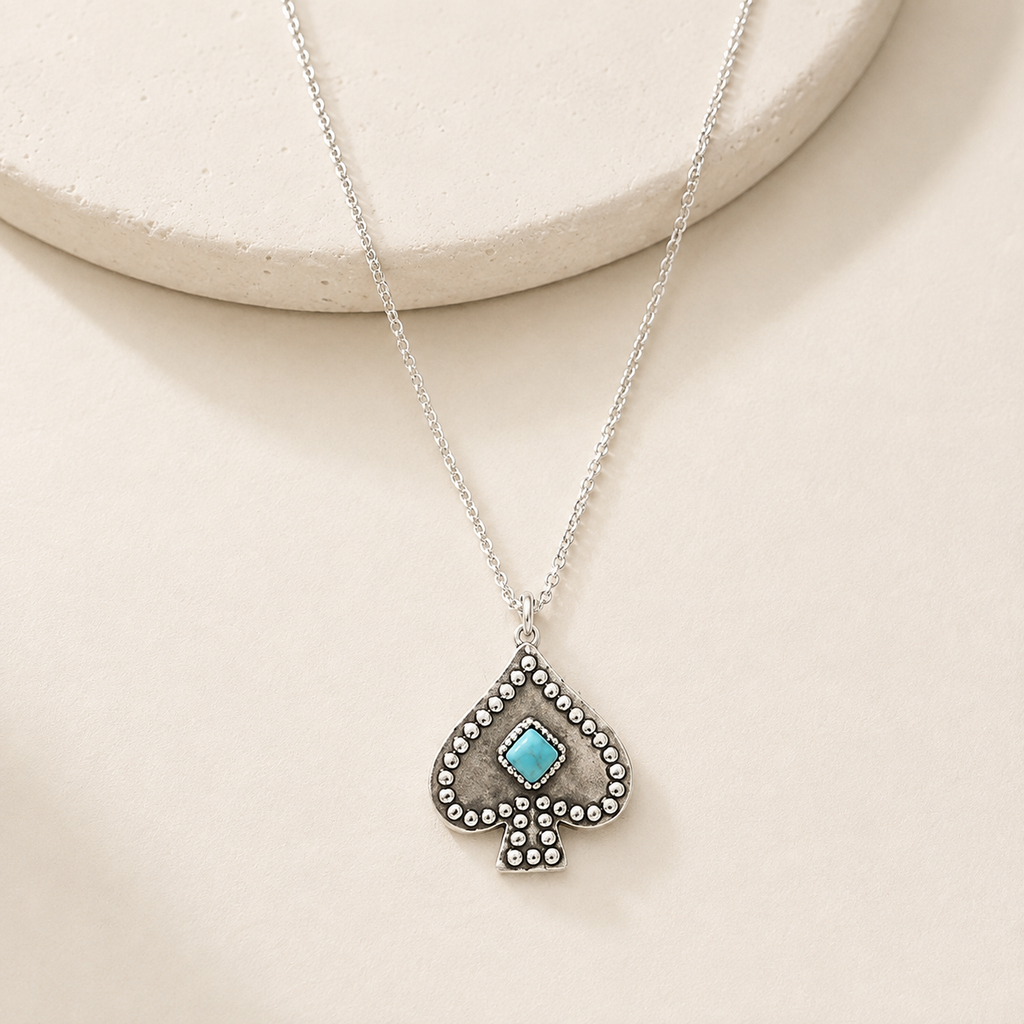Western Turquoise Stone Spade Necklace