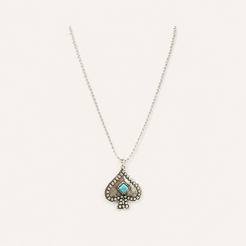 Western Turquoise Stone Spade Necklace
