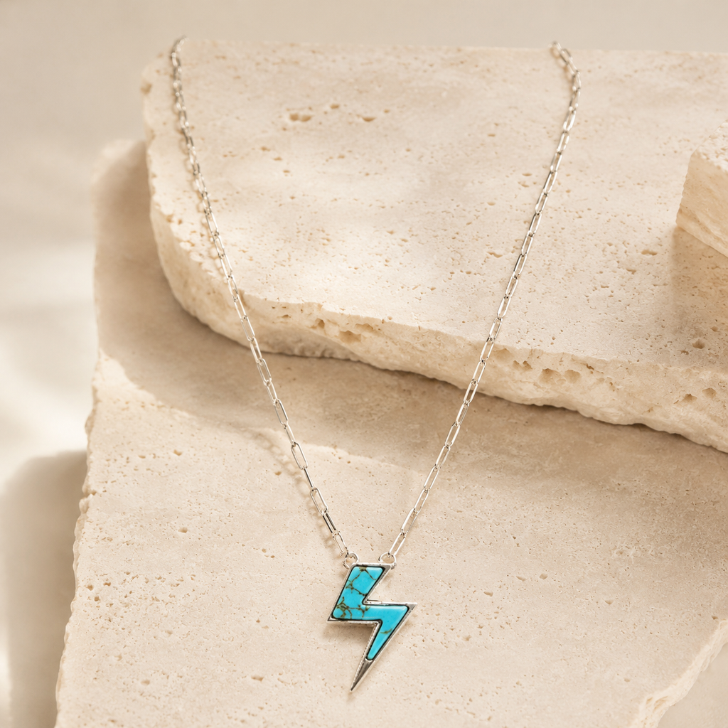 Western Turquoise Thunderbolt Necklace