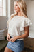 White Crinkle Ruffle Flutter Sleeve Blouse - LECCE