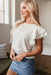 White Crinkle Ruffle Flutter Sleeve Blouse - LECCE