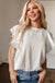 White Crinkle Ruffle Flutter Sleeve Blouse - LECCE