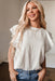 White Crinkle Ruffle Flutter Sleeve Blouse - LECCE
