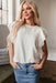 White Crinkle Ruffle Flutter Sleeve Blouse - LECCE