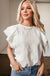 White Crinkle Ruffle Flutter Sleeve Blouse - LECCE