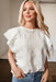 White Crinkle Ruffle Flutter Sleeve Blouse - LECCE