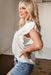 White Crinkle Ruffle Flutter Sleeve Blouse - LECCE