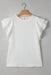 White Crinkle Ruffle Flutter Sleeve Blouse - LECCE