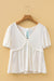 White Textured Knit Bubble Sleeve Peplum Top - LECCE