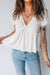 White Textured Knit Bubble Sleeve Peplum Top - LECCE