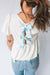 White Textured Knit Bubble Sleeve Peplum Top - LECCE