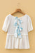 White Textured Knit Bubble Sleeve Peplum Top - LECCE