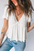 White Textured Knit Bubble Sleeve Peplum Top - LECCE