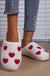 White Valentines Day Hearts Print Plush Slippers - LECCE