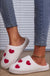 White Valentines Day Hearts Print Plush Slippers - LECCE