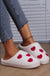 White Valentines Day Hearts Print Plush Slippers - LECCE