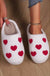 White Valentines Day Hearts Print Plush Slippers - LECCE