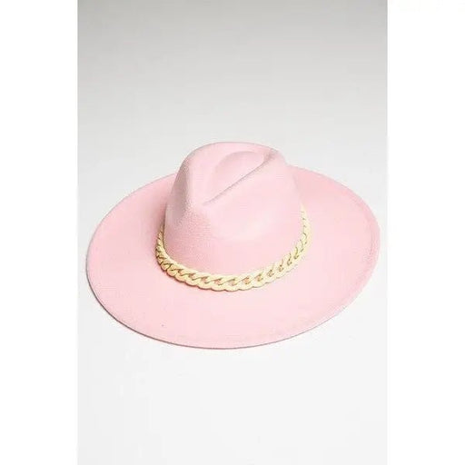 Wide Brim Fedora Hat With Matte Chain - LECCE