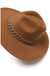 Wide Brim Fedora Hat With Matte Chain - LECCE