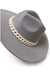 Wide Brim Fedora Hat With Matte Chain - LECCE