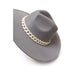 Wide Brim Fedora Hat With Matte Chain - LECCE