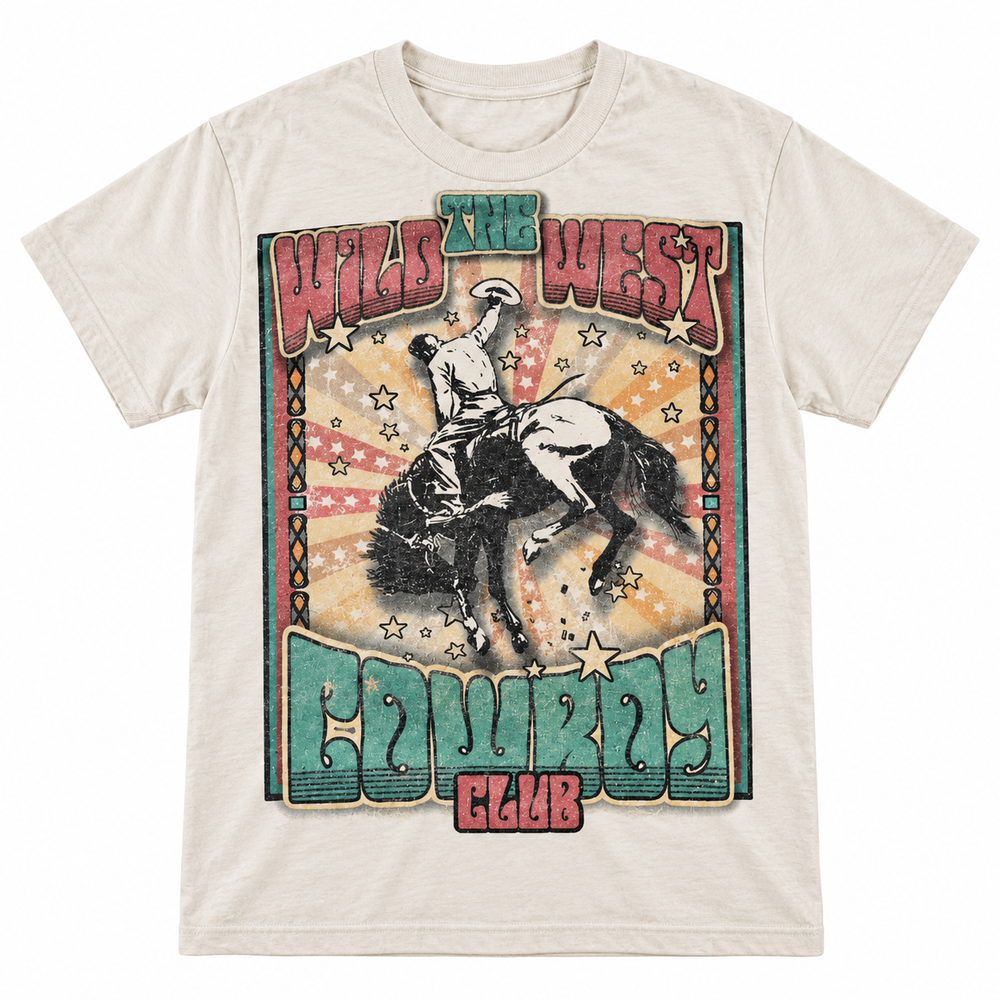 Wild West Cowboy Club T-Shirt on white background