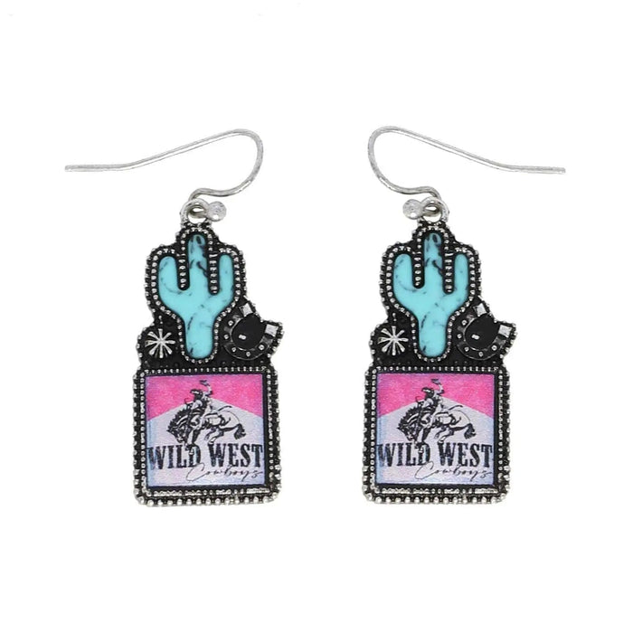 Wild West Cowboy Turquoise Enamel Coated Earrings - LECCE