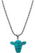 Wired Cow Head Shape Gemstone Pendant Necklace - LECCE