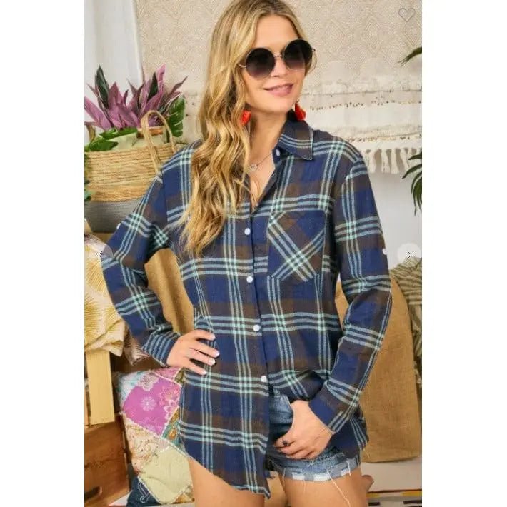 Camisa de franela a cuadros para mujer