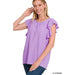 Woven Bubble Airflow Flutter Sleeve Top - LECCE