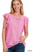 Woven Bubble Airflow Flutter Sleeve Top - LECCE