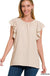 Woven Bubble Airflow Flutter Sleeve Top - LECCE